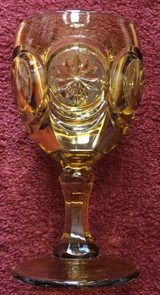 Vintage 7 " Red Cliff Amber Knobby Bull’s Eye Star Water Goblet Fenton Glass