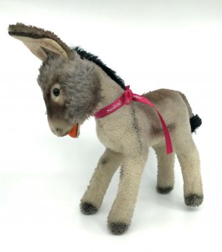 Steiff Grissy Donkey Dralon And Mohair Plush 22cm 9in 1960s No Id Germany Vtg