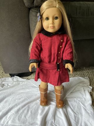 American Girl 18 " Doll Blonde Hair,  Green Eyes,  With Fall Clothing