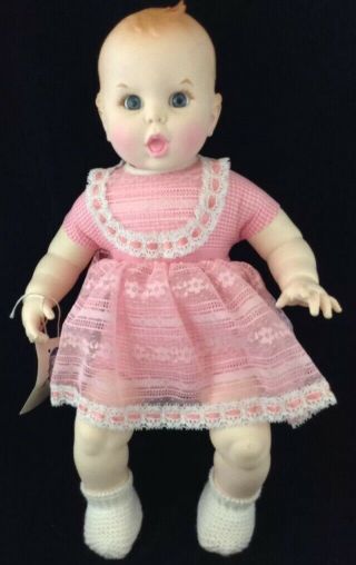 Vintage 1979 Gerber Baby Doll 50th Ann.  - Pink Gingham & Lace Dress Bib - With Tag