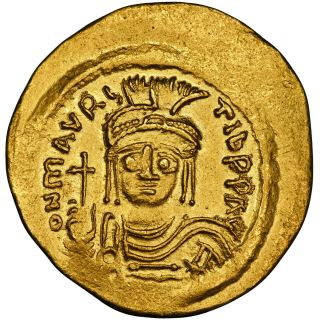 Byzantine,  Maurice Tiberius,  Gold Solidus,  Constantinople,  582 - 602 Ce