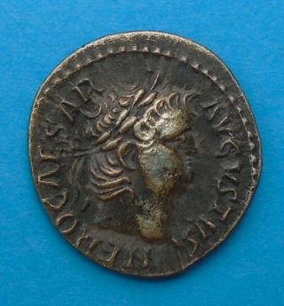 Nero Ar Denarius,  Rome,  Silver Ancient Roman Vesta