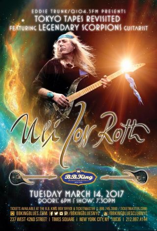 Uli Jon Roth " Tokyo Tapes Revisited " 2017 York Concert Tour Poster - Scorpion