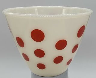 Sm Vintage Fire King Oven Ware Red Polka Dot 5 1/2 " No Spill Mixing Bowl