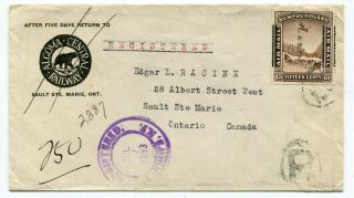 Newfoundland Nfld - St Johns 1933 Airmail Overprint - Registered Rpo Cover Ont