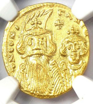 Constans Ii And Constantine Iv Av Solidus Gold Coin 654 Ad - Ngc Choice Ms (unc)