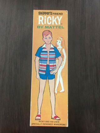 Vintage Barbie - Skippers Friend Ricky Doll,  W/ Box/stand Stock No 1090