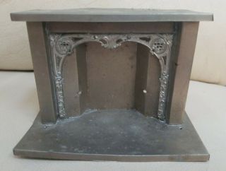 Antique German Miniature Doll House Fireplace Tin Nickel Plated