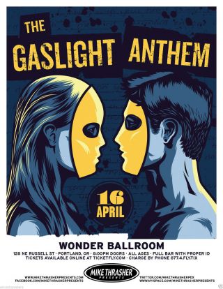 Gaslight Anthem 2013 Portland Concert Tour Poster - Heartland,  Indie,  & Punk Rock