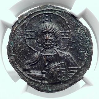 Jesus Christ Class A3 Anonymous Ancient 1020ad Byzantine Follis Coin Ngc I80770
