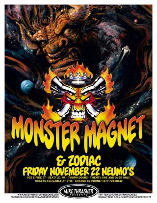 Monster Magnet /zodiac 2013 Seattle Concert Tour Poster - Heavy Metal,  Hard Rock