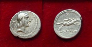 L.  Calpurnius Piso Frugi Ar Denarius.  Rome,  90 Bc.  Laureate Head Of Apollo Right