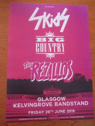 Skids,  Big Country,  The Rezillos Concert Poster - Glasgow June 2019 Show Gig