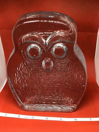 Large Blenko Clear Glass Owl Bookend 3