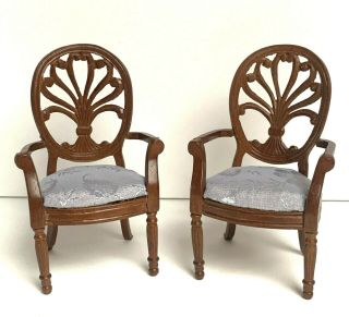 1:12 Vintage Dollhouse Miniature Furniture Wooden Upholstered Armchairs