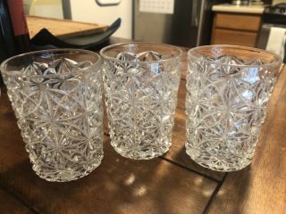 Vintage Clear Cut Crystal 4 " Juice Glasses Set Of 3