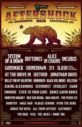 Aftershock 2018 Sacramento Concert Tour Poster - System Of A Down,  Deftones,  Incubus