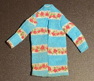 Vintage BARBIE OUTFIT,  BLUE KNIT DRESS WITH PINK FLOWERED STRIPES,  Unusual 2