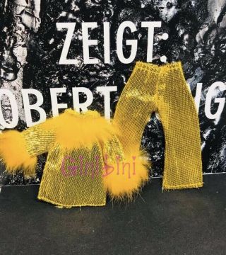Dawn Pippa Vintage Clone Triki Miki Doll Fashion - Gold & Fuzzy Pants Set
