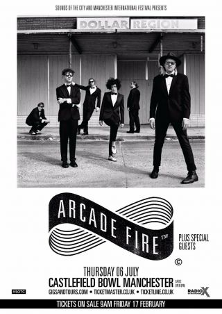 Arcade Fire " Dollar Region " 2017 Manchester,  Uk Concert Tour Poster - Indie Rock