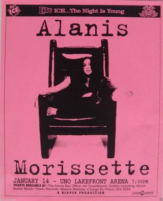 Alanis Morissette 1996 Orleans Concert Tour Poster - Alternative Rock Music