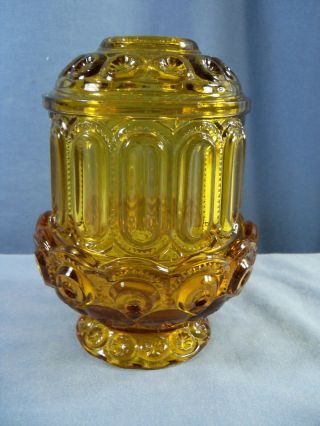 L.  E.  Smith Moon & Stars Amber Glass Courting Fairy Lamp
