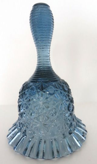 Fenton Art Glass 6 " Gray Blue Daisy And Button Bell W/ Ruffled Edge