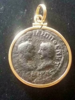 Philip I & Otacilia Severa 27mm Authentic Ancient Roman Coin Gold - Filled Pendant