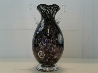 San Marco Murano Multi - Color Hand Blown Glass Vase Twin Handled Millefiori 7 "
