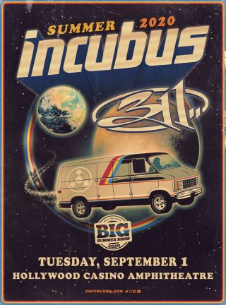 Incubus / 311 " Big Summer 2020 Tour " St.  Louis Concert Poster - Alt Rock Music