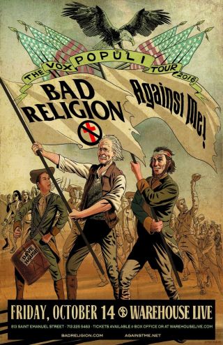 Bad Religion " Vox Populi Tour 2016 " Concert Poster For Houston Or Phoenix:choose
