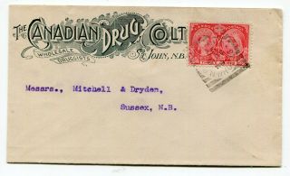Canada Nb Brunswick - St John 1897 Squared Circle / Jubilee - Canada Drug Ad