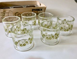 Set Of 6 Pyrex Usa Compatibles Spring Blossom Green Glass Napkin Rings