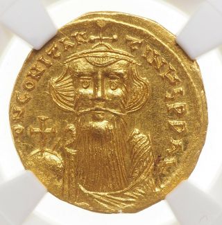 Constans Ii,  Ad 641 - 668,  Gold Solidus.  Ngc Ms (state)