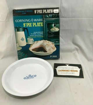 Orig.  Vint.  Corning Ware Blue Cornflower 9 " Pie Plate P - 309 2