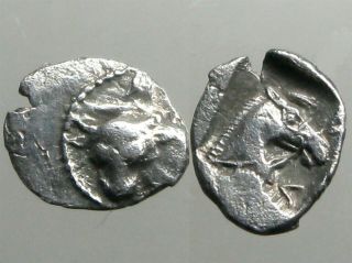 Larissa Thessaly Silver Obol_ancient Greece_forepart Of Bull & Head Of Horse
