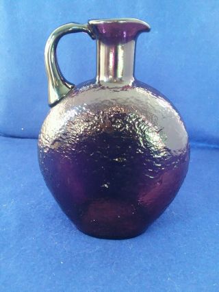 Vintage Amethyst Purple Glass Water Bottle Pitcher Vase - 8 " High.