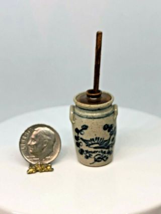 Dollhouse Miniature Igma Artisan Jane Graber Stoneware Bird Butter Churn 1:12