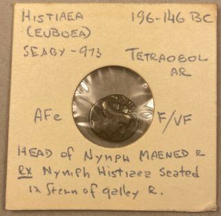 Greek Euboea Histiaea Silver 196 - 146bc Tetraobol Ar Coin