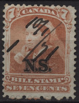 Canada Revenue Vandam Nsb8 7c Nova Scotia Orange Bill Stamp