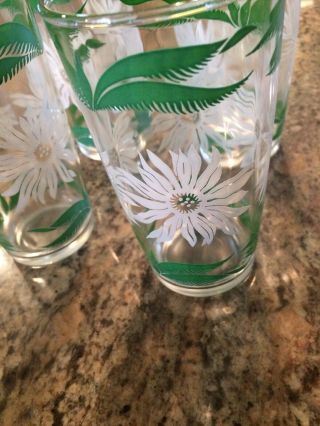Vintage White Daisy Retro Drinking Glasses Set of 4 Mid Century Modern 12 Ounce 3