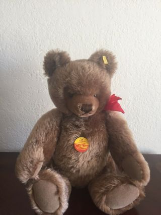 Vintage Steiff 0202/41 16 " Jointed Teddy Bear With A Red Bow And Tags