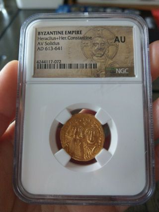 Byzantine Gold Solidus Emperor Heraclius,  Her.  (613 - 641 Ad) Au Ngc Rare Coin
