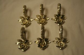 (6) Princess House Silver Tone Metal Ornate Rose Napkin Rings Place Card Holders