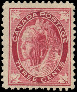 Canada 69 F - Vf Og Hr/dg 1898 Queen Victoria 3c Carmine Maple Leaf Cv$85.  00