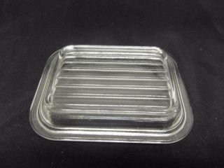 Vtg Pyrex 501 - C Ribbed Glass Lid For Refrigerator Dish Lid Only