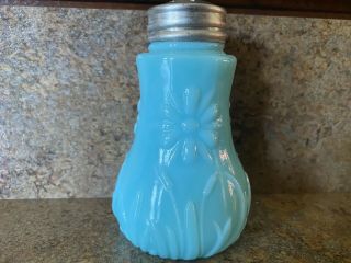 Martinsville Glass Company - Blue Tall Aster Shaker,  3 1/2 " - 1900 - 1905
