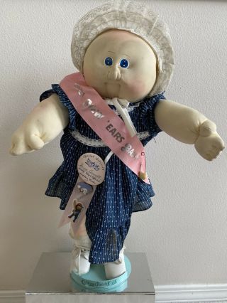 Soft Sculpture Cabbage Patch Kids Years Tags Baby Doll With Stand 1981