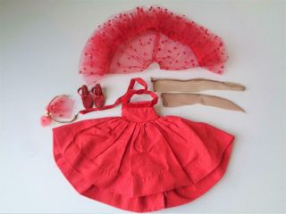 1957 Vogue Jill Jan Doll Clothes 7411 Red Taffeta Formal Dress Rare Tulle Hat