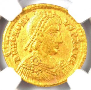 Western Roman Honorius Av Solidus Gold Coin 393 - 423 Ad - Certified Ngc Au